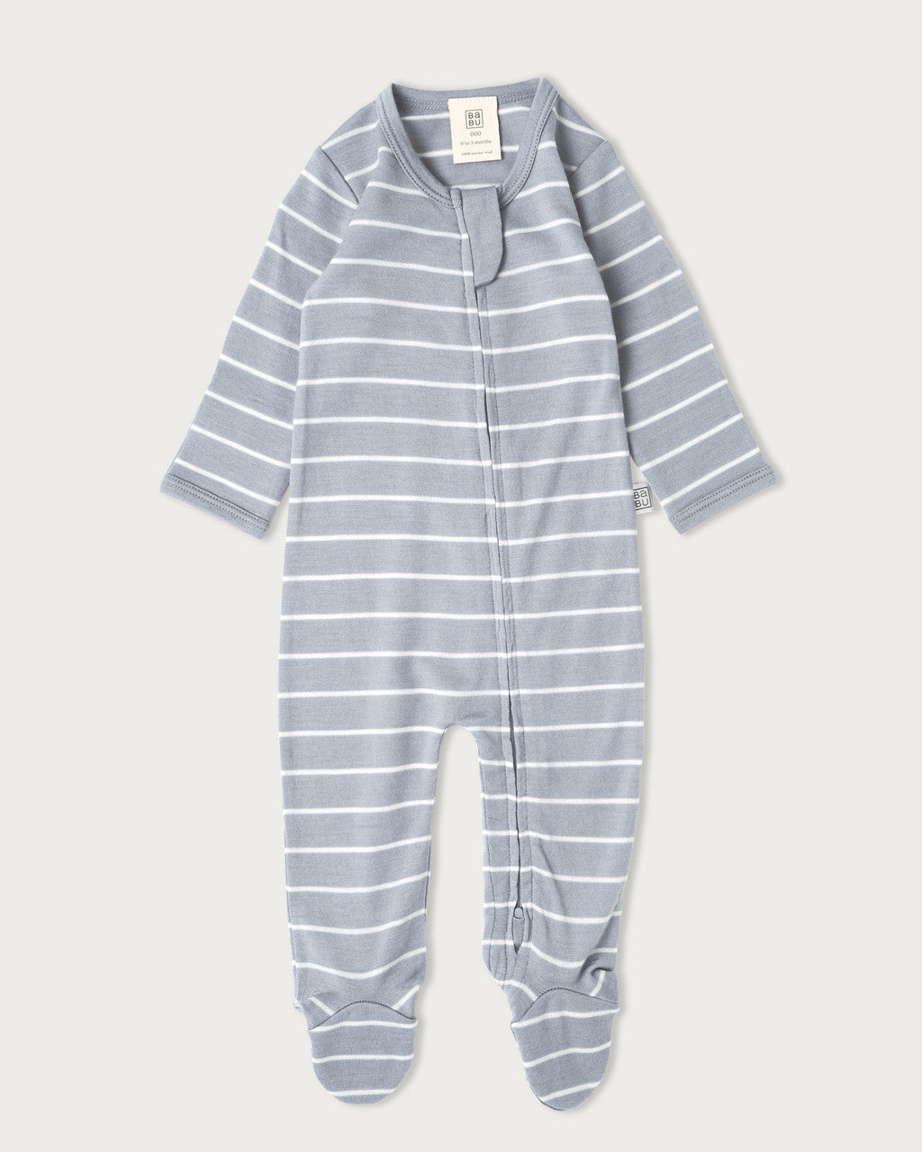 Merino Footed Onesie - Periwinkle stripe