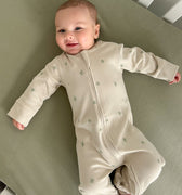 Footless Printed Onesie Zipsuit - Sage Star