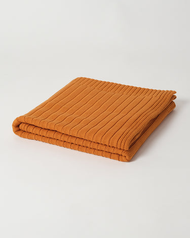 Merino Rib Knit Blanket - Tumeric