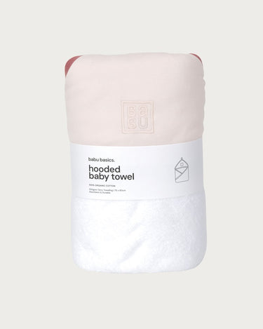 Babu Terry Hooded Baby Towel - Petal Contrast