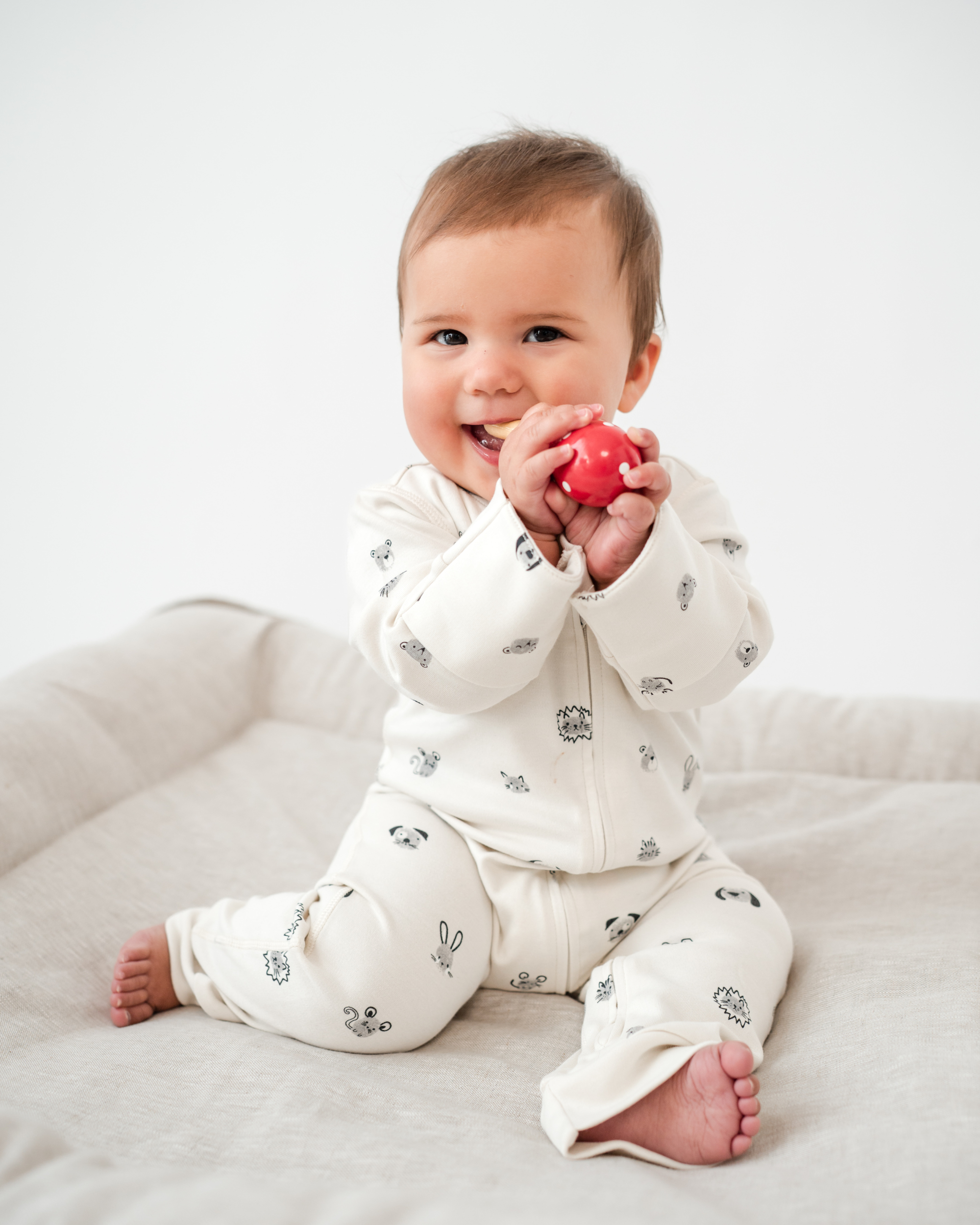 Footless Printed Onesie Zipsuit - Fingerprint Friends
