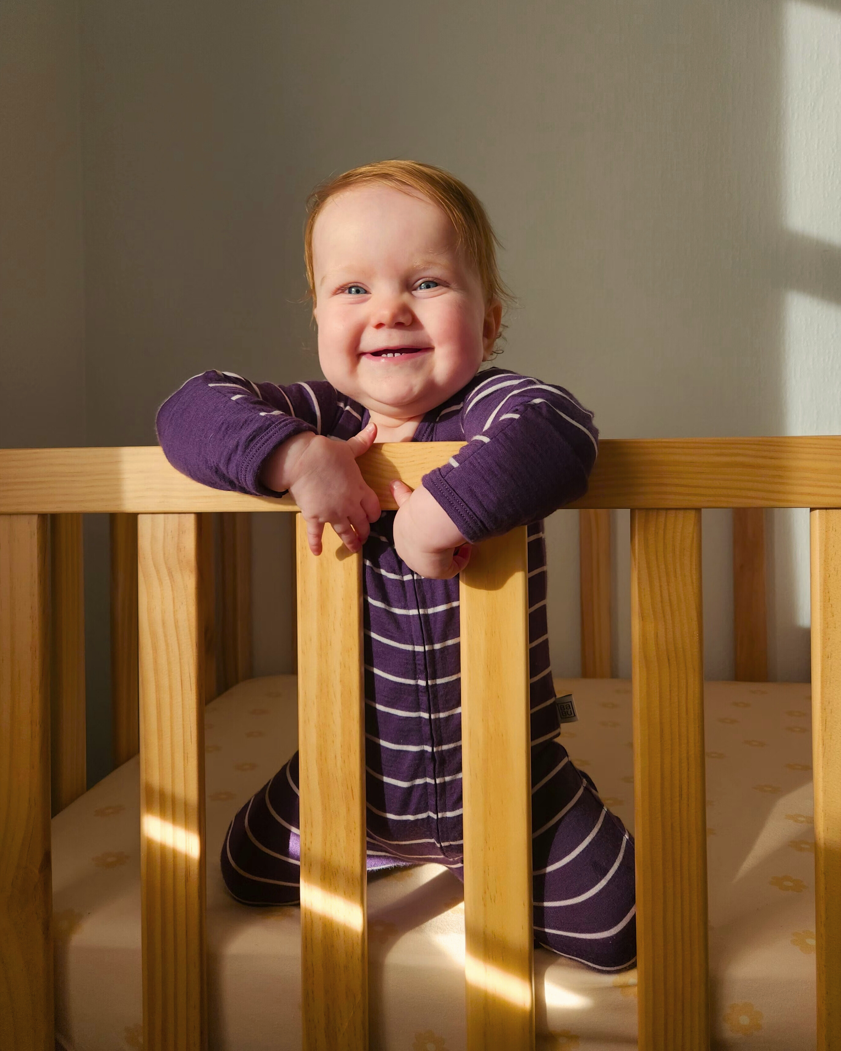 Merino Footed Onesie - Plum Stripe