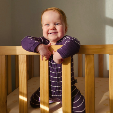 Merino Footed Onesie | Plum Stripe