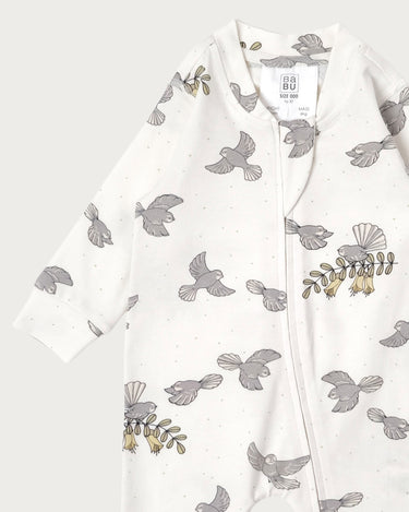 Cotton Footless Onesie - Piwakawaka