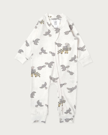 Cotton Footless Onesie - Piwakawaka