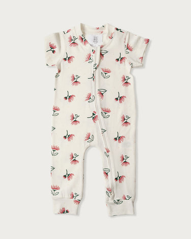 Cotton Short Sleeve Onesie - Pohutukawa