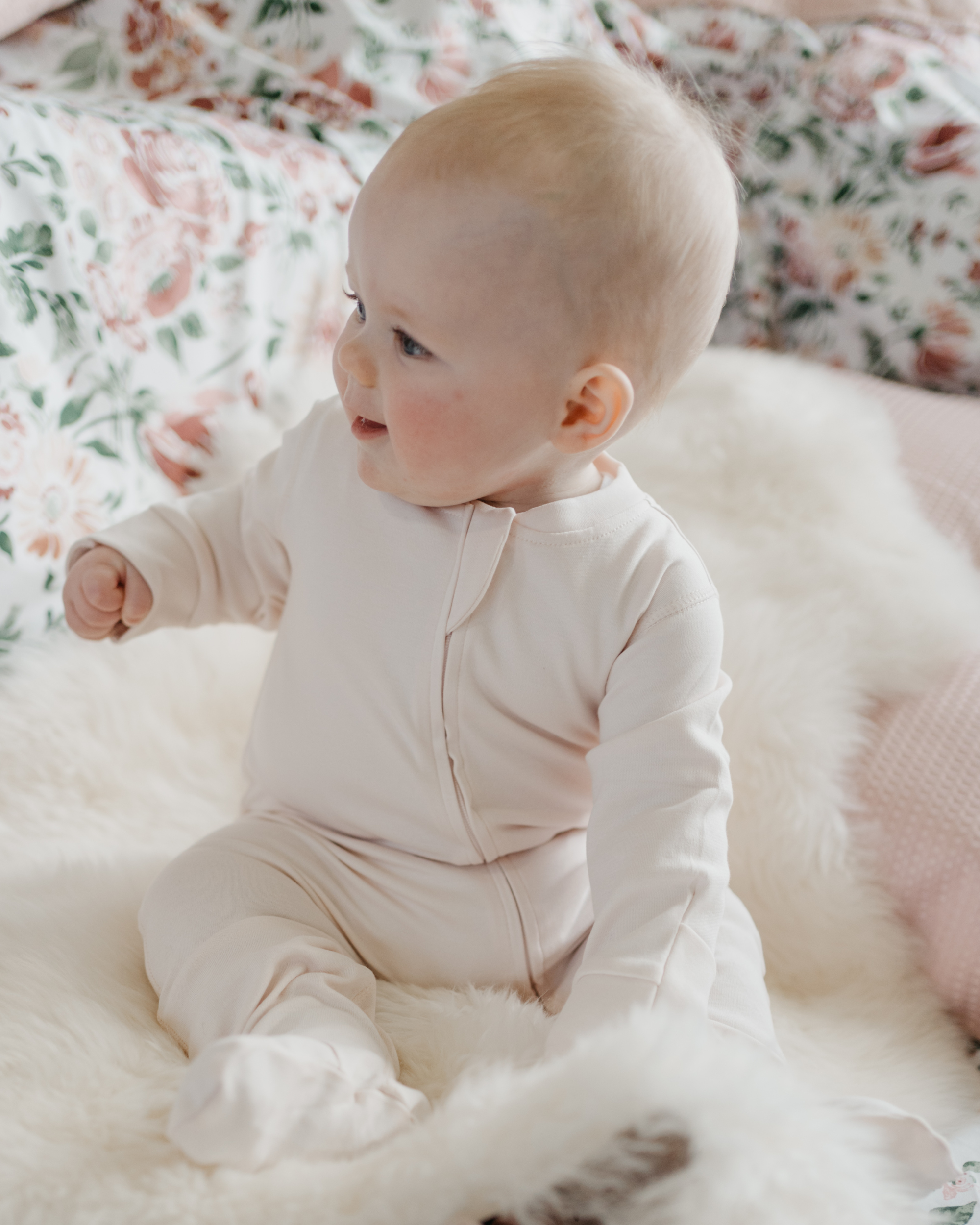 Footed Onesie Zipsuit - Petal
