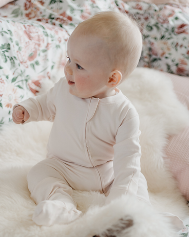 Cotton Footed Onesie - Petal