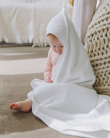 Terry Hooded Baby Towel - White