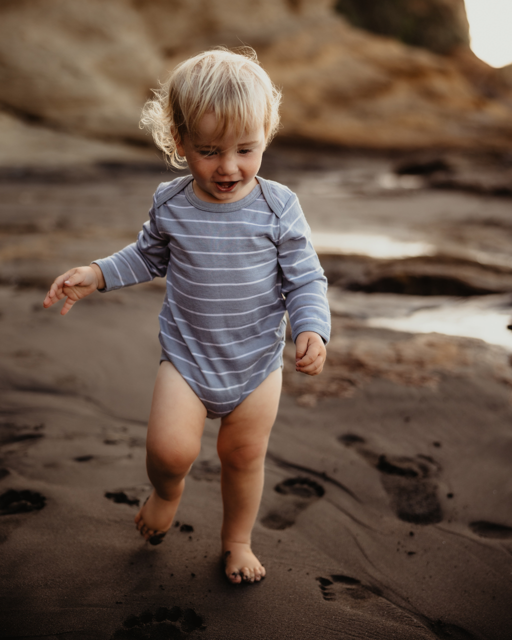 Merino Bodysuit - Periwinkle Stripe