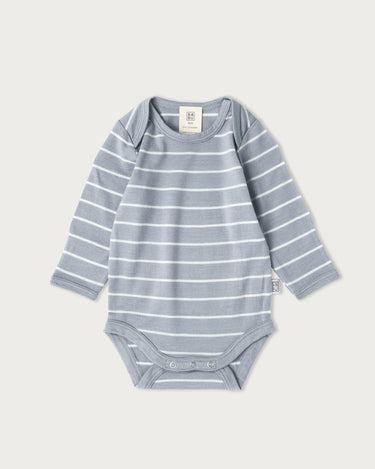 Merino Long Sleeve Bodysuit - Periwinkle Stripe