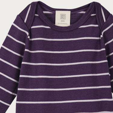 Merino Bodysuit | Plum Stripe
