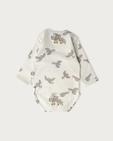 Cotton Long Sleeve Bodysuit - Piwakawaka
