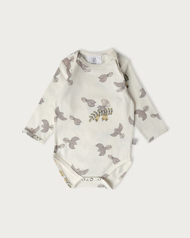 Cotton Long Sleeve Bodysuit - Piwakawaka
