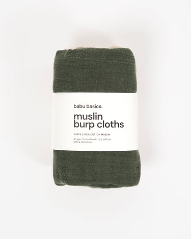 Muslin Burp Cloth Set (2 pack) - Moss
