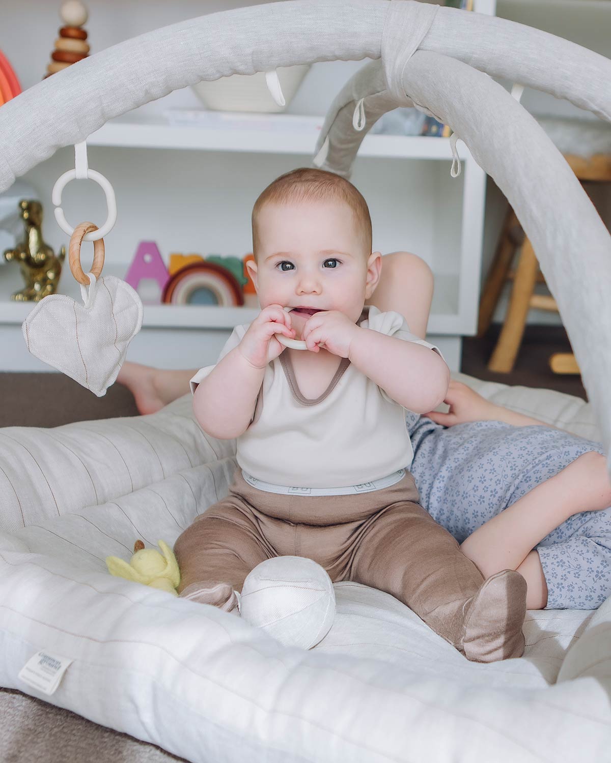 Cotton Short Sleeve Bodysuit - Oat Contrast