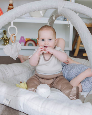 Cotton Short Sleeve Bodysuit - Oat Contrast