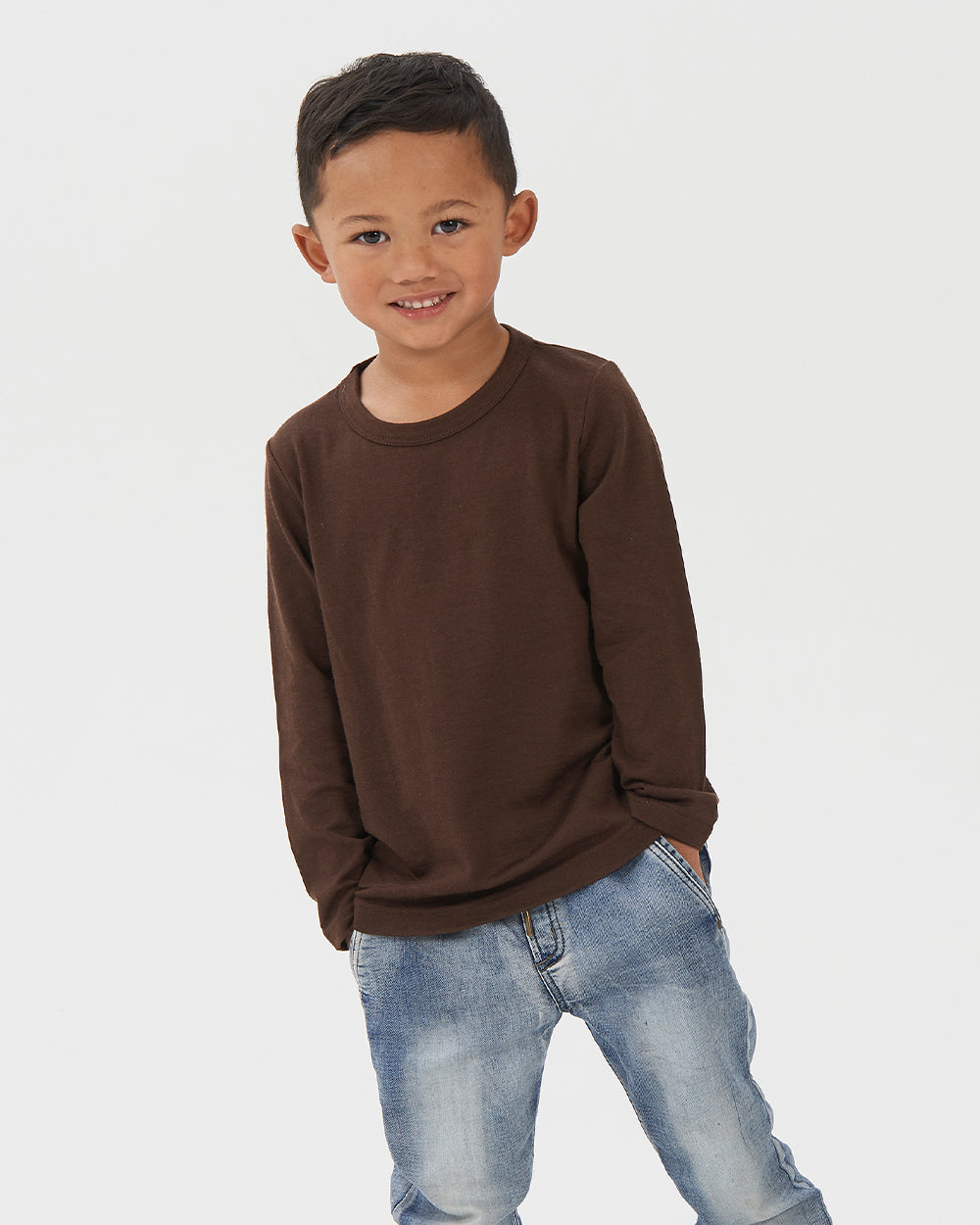 Merino Long Sleeve Tee - Chocolate