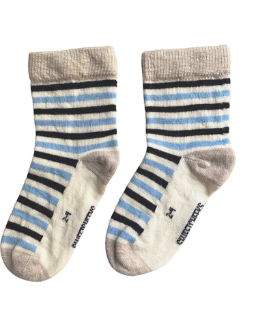 Crew Merino Socks | Light Blue Stripe - Merino & Me