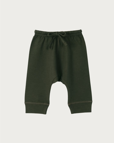 Cotton Drop Crotch Pants - Moss