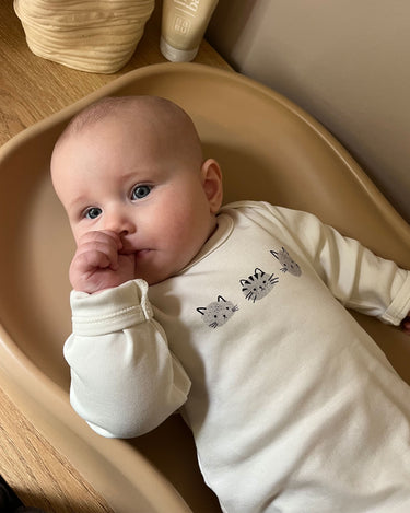 Cotton Long Sleeve Bodysuit - Fingerprint Cats