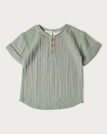 Muslin Frankie Grandpa Shirt - Matcha