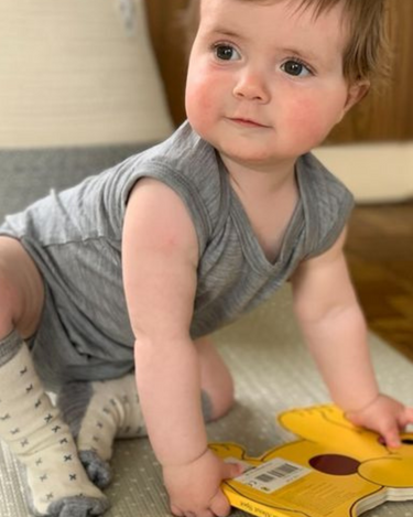 Long Baby Socks | Grey Marle Crosses - Merino & Me