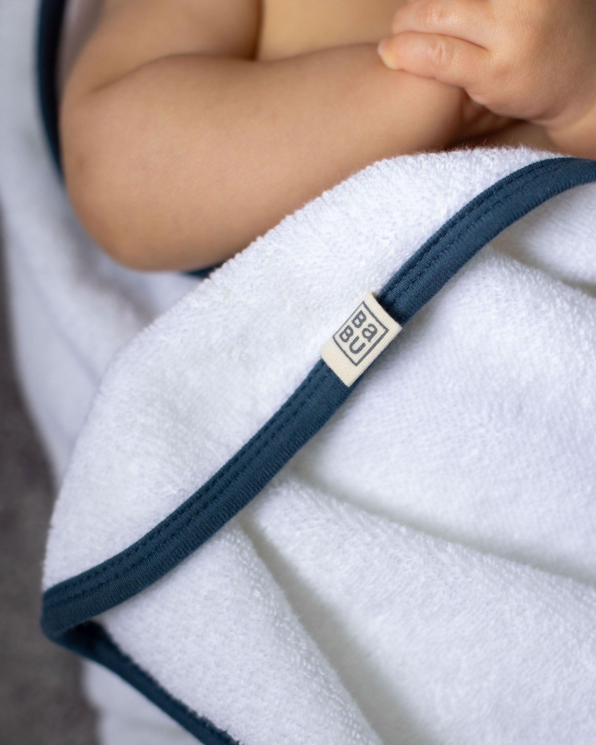 Terry Hooded Baby Towel - Sky Contrast