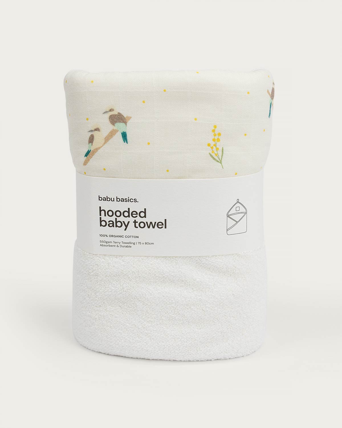 Terry Hooded Baby Towel - Kookaburra