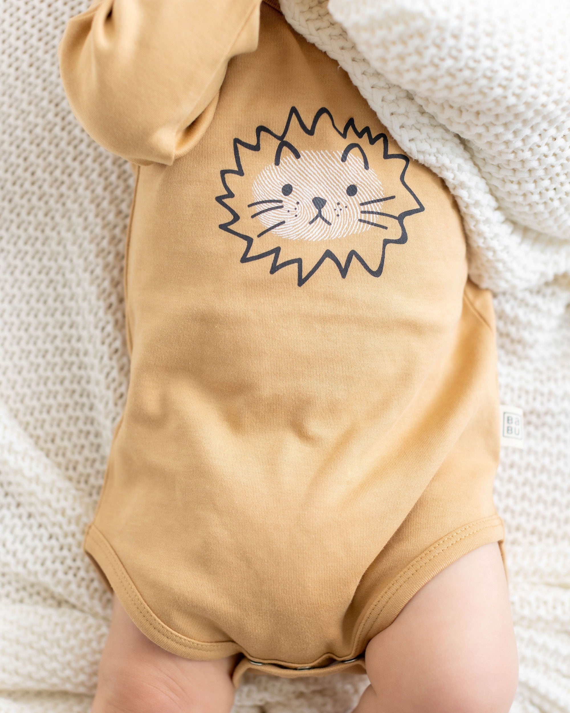 Long Sleeve Bodysuit - Fingerprint Lion
