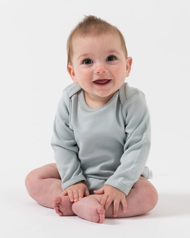 Cotton Long Sleeve Bodysuit - Sky