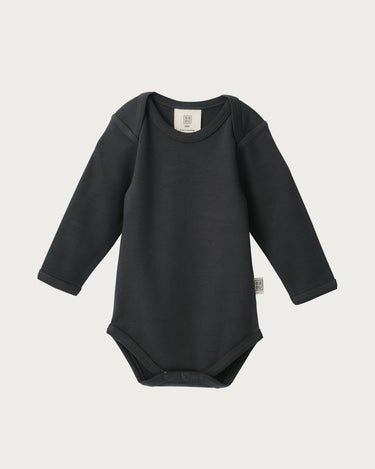 Cotton Long Sleeve Bodysuit - Charcoal
