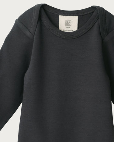 Cotton Long Sleeve Bodysuit - Charcoal