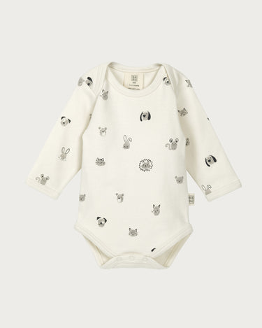 Cotton Long Sleeve Bodysuit - Fingerprint Friends