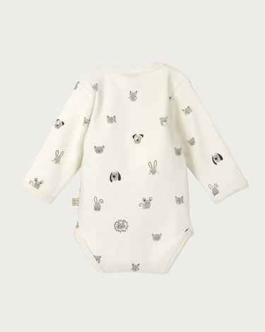Cotton Long Sleeve Bodysuit - Fingerprint Friends