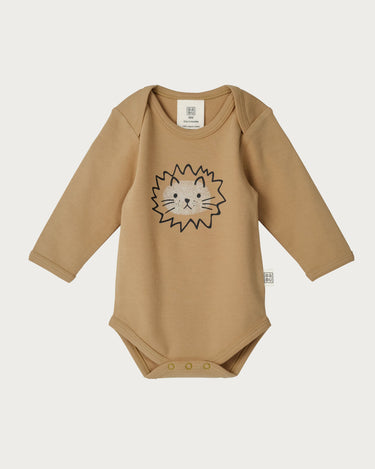 Cotton Long Sleeve Bodysuit - Fingerprint Lion