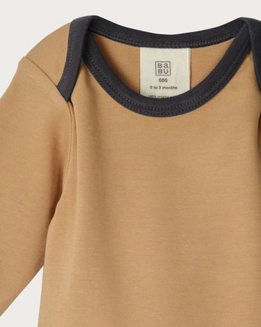 Cotton Long Sleeve Bodysuit - Marigold Contrast
