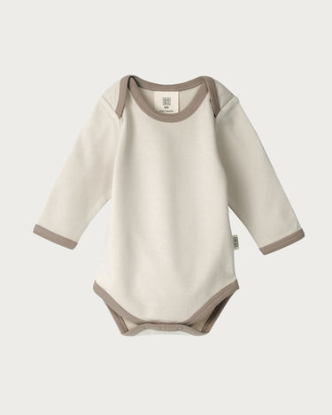 Cotton Long Sleeve Bodysuit - Oat Contrast