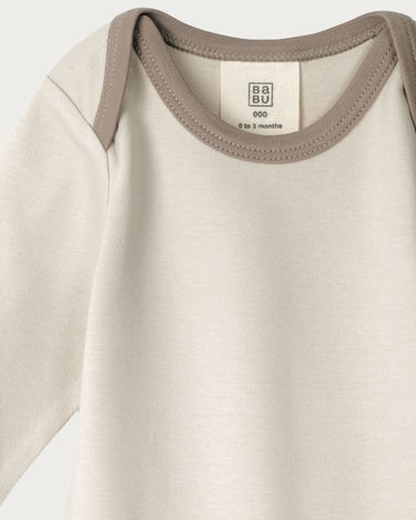 Cotton Long Sleeve Bodysuit - Oat Contrast