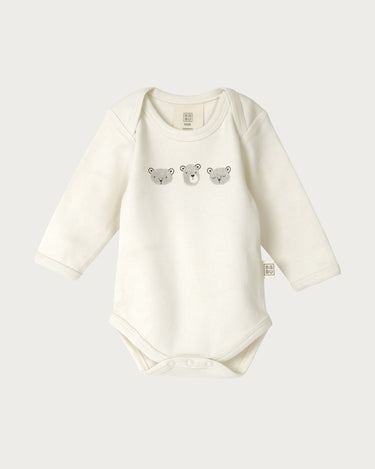Cotton Long Sleeve Bodysuit - Fingerprint Bears