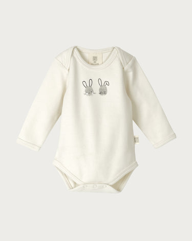 Cotton Long Sleeve Bodysuit - Fingerprint Bunnies