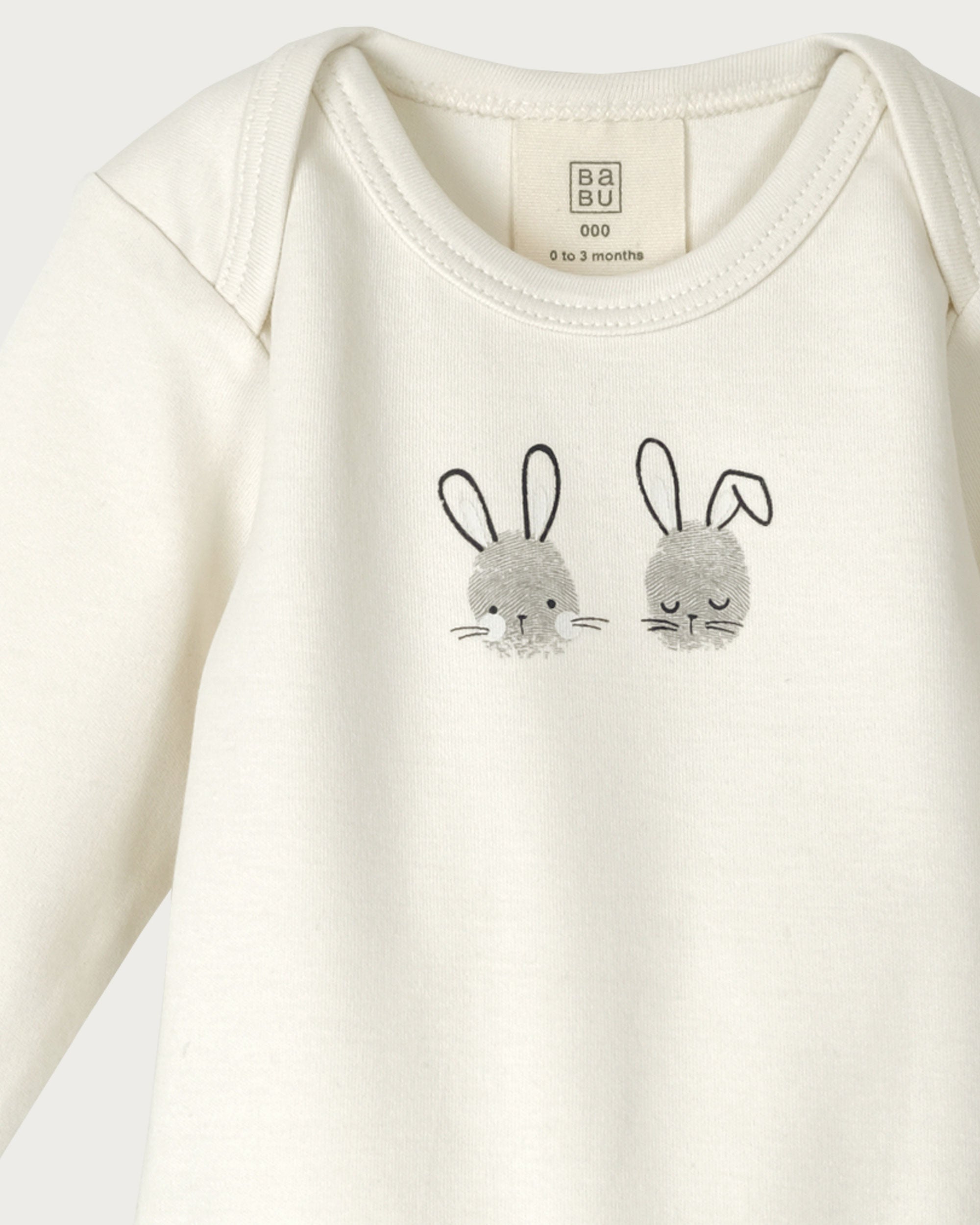 Long Sleeve Bodysuit - Fingerprint Bunnies