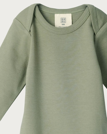 Cotton Long Sleeve Bodysuit - Sage