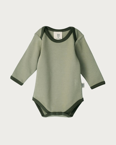 Cotton Long Sleeve Bodysuit - Sage Contrast