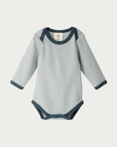 Cotton Long Sleeve Bodysuit - Sky Contrast