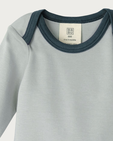 Cotton Long Sleeve Bodysuit - Sky Contrast