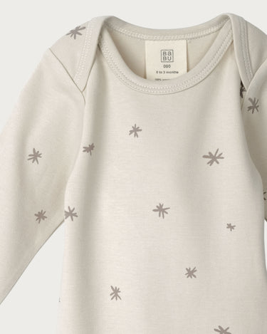 Cotton Long Sleeve Bodysuit - Walnut Star