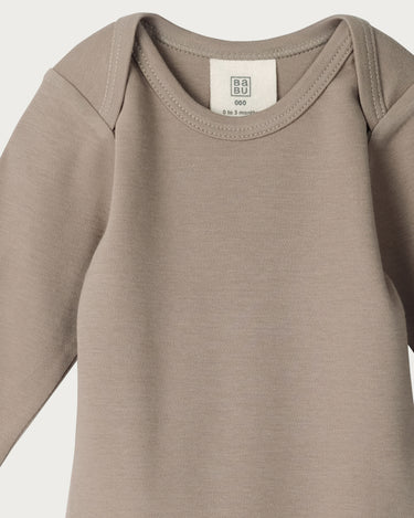 Cotton Long Sleeve Bodysuit - Walnut