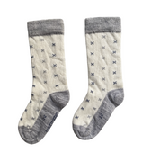 Long Baby Socks | Grey Marle Crosses - Merino & Me