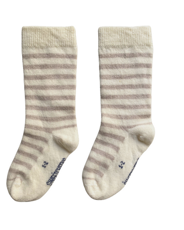 Long Baby Socks | Sand Stripe - Merino & Me